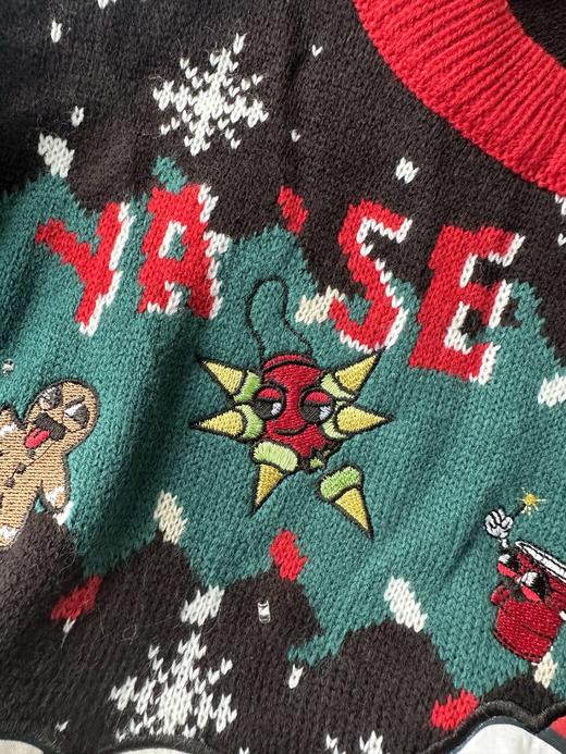 贝壳三 氛围感圆领提花针织衫女圣诞节卡通套头打底毛衣C120530 商品图6