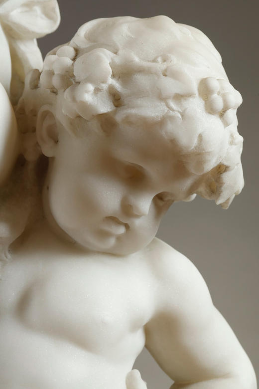 独角鹿西洋古董19世纪法国著名雕塑家Math. Moreau签名创作神话人物主题卡拉拉大理石雕塑作品《年轻的巴克斯》 商品图11