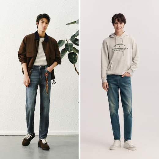 森柔|森马牛仔裤男生春季复古多色水洗裤子修身小脚长裤时尚百搭 商品图4