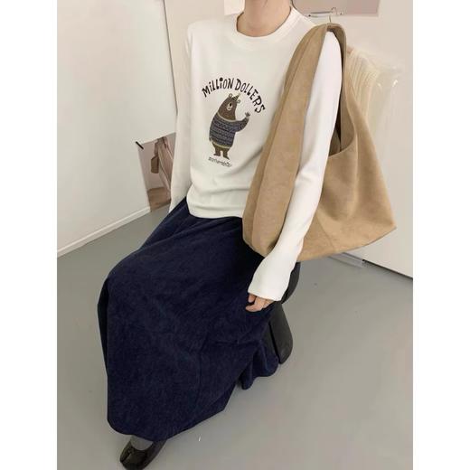 老米优品🎈3-5天。双面澳绒+萌系小熊《软萌毛线衣小熊绒绒打底tee》宅家慵懒感/出门松弛感，一件T恤全拿捏！T251205A 商品图4