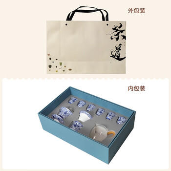 金镶玉 功夫茶具套装德化羊脂玉白瓷青花盖碗茶杯家用办公室 初夏 商品图0