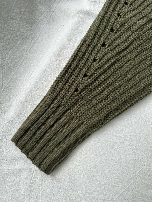 贝壳三 设计感破洞无扣针织开衫纯色宽松镂空女士毛衣外套C120531 商品图12