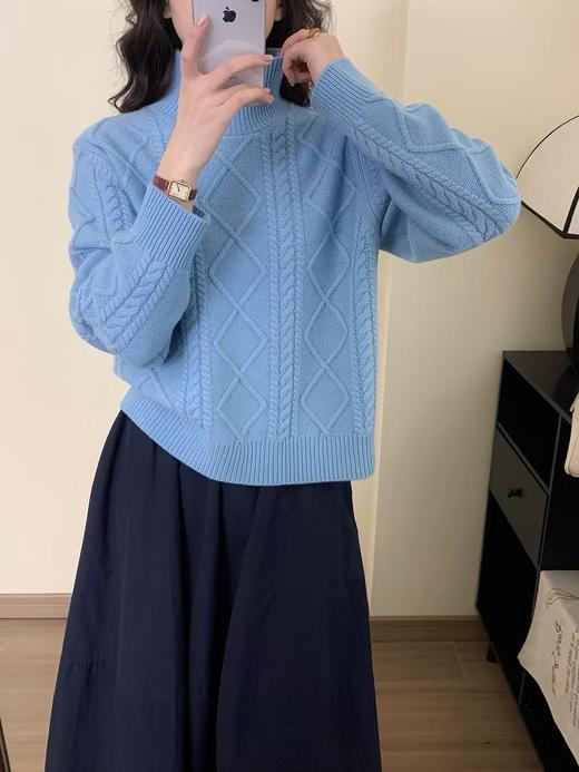 DJ貉羊绒中领编花毛衣5809 商品图0