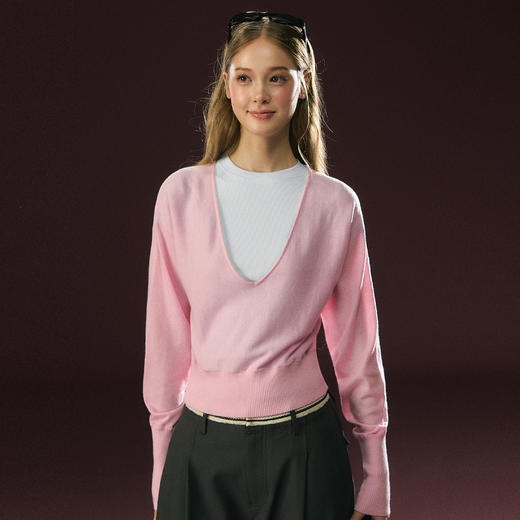 Ariseism 美式复古设计感长袖针织衫女秋冬新款毛衣内搭上衣 商品图2