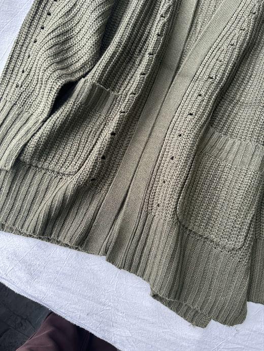 贝壳三 设计感破洞无扣针织开衫纯色宽松镂空女士毛衣外套C120531 商品图11