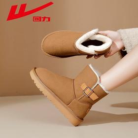 回力雪地靴女冬季2025新款加绒加厚保暖棉鞋公主风时尚短靴子女款