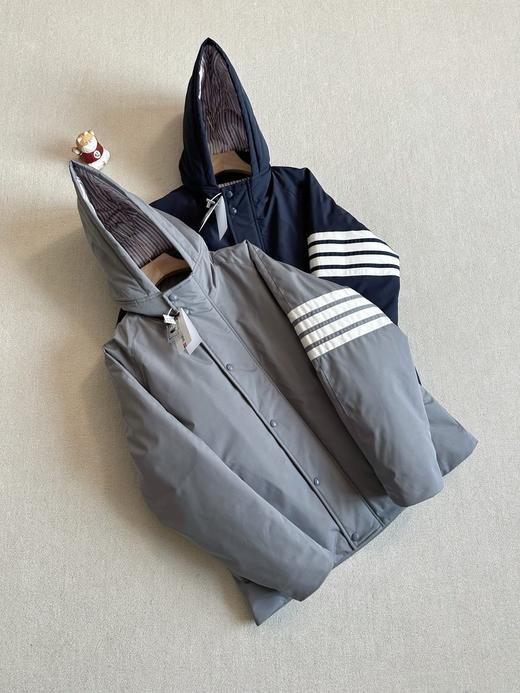 四杠荷包彩条80鹅绒羽绒男女同款加厚连帽羽绒服 商品图1