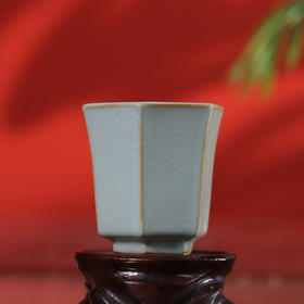 问鼎茶器冰花汝瓷六角杯