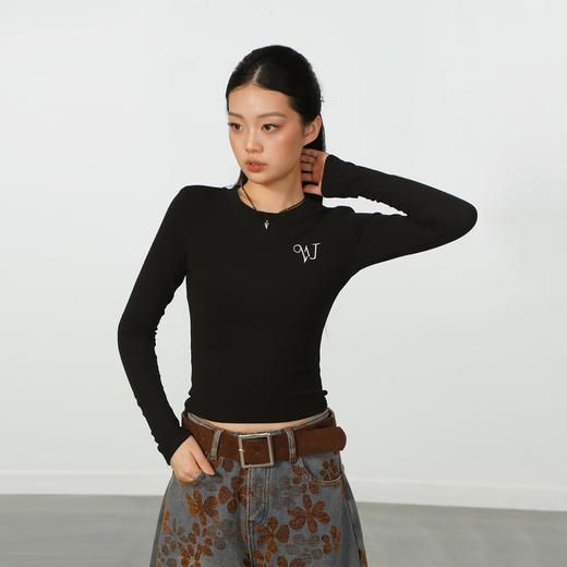 圆领基础极简磨毛字母T恤-纪念日百货门店同款168145836 商品图0