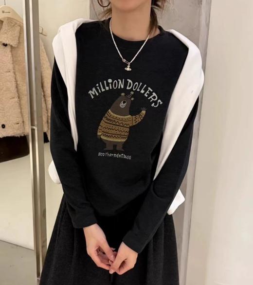 老米优品🎈3-5天。双面澳绒+萌系小熊《软萌毛线衣小熊绒绒打底tee》宅家慵懒感/出门松弛感，一件T恤全拿捏！T251205A 商品图1