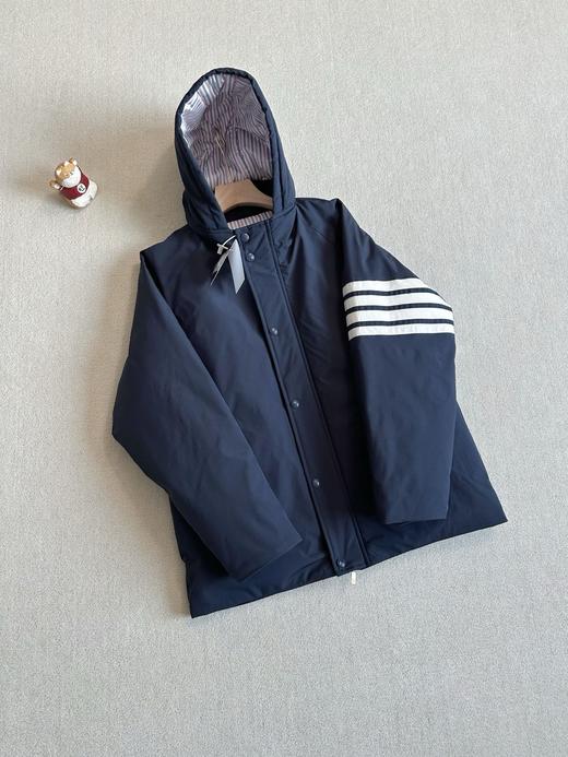 四杠荷包彩条80鹅绒羽绒男女同款加厚连帽羽绒服 商品图2