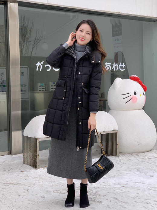 【百图lulu定制】【预售7天发】【爱尔兰棉服】格子拼接  收腰 连帽可拆  显瘦棉服 商品图7