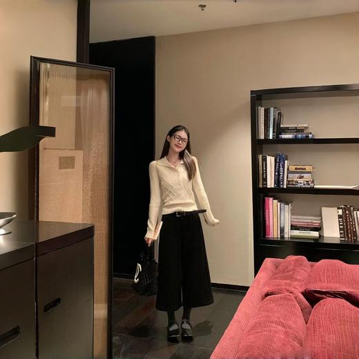 【QINGFAN 八分毛呢阔腿裤】质感显腿长毛呢西装裤 高腰收腹 柔软厚实 包容多种腿型  显瘦显高 MWX 商品图5