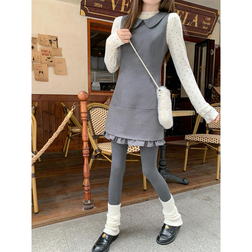 <曾小咸推荐> 现货秒杀！微信超特价！灰色娃娃领背心连衣裙 日常209.99 立减110 秒杀99.99！ 商品图3