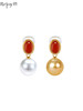【天猫同款】两戴款-18K金南红珍珠耳夹 商品缩略图0