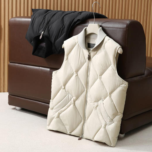 【老钱风！过万级高奢】克轻面料+90鸭绒！2025秋冬男士针织拼接羽绒马甲背心！ 商品图2