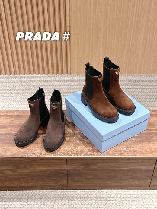 普拉达 经典款三角标烟管靴 切尔西裸靴 (DBG) 商品图1