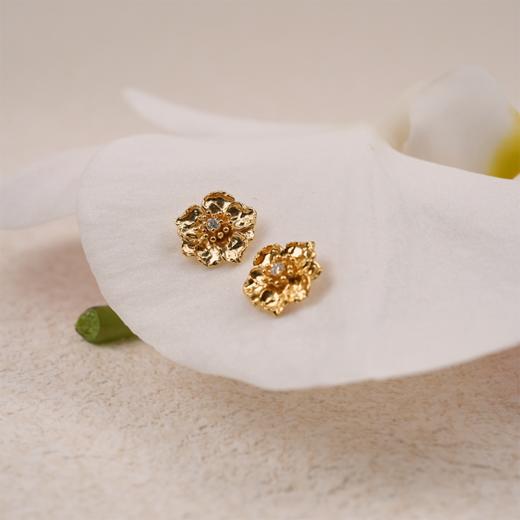 北京仓｜Agapee-Zinnia-金色 缎面 耳钉［法国设计师］ 商品图3
