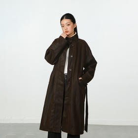 气质风极简磨砂皮加绒长外套-纪念日百货门店同款167945401