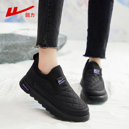 回力棉鞋女2025冬季新款女鞋软底黑色保暖加绒加厚鞋子老人妈妈鞋 商品图2