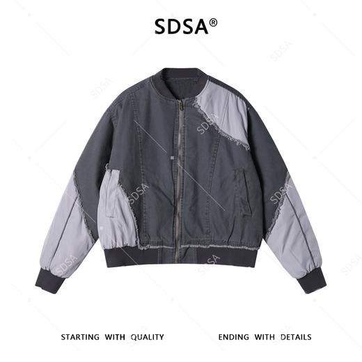 F6152SDSA秋冬新款痞帅男装美式街头潮牌撞色拼接毛边棒球领夹克外套 商品图1