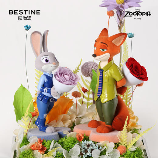 VBEINGS花语 迪士尼疯狂动物城朱迪尼克永生花礼盒摆件生日礼物 商品图4