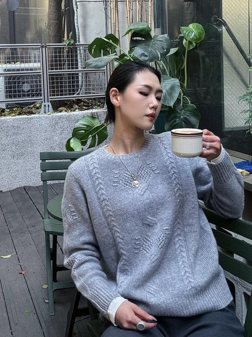 【复古羊绒】噢蜜ooomeooo麻花羊绒套头衫 商品图3