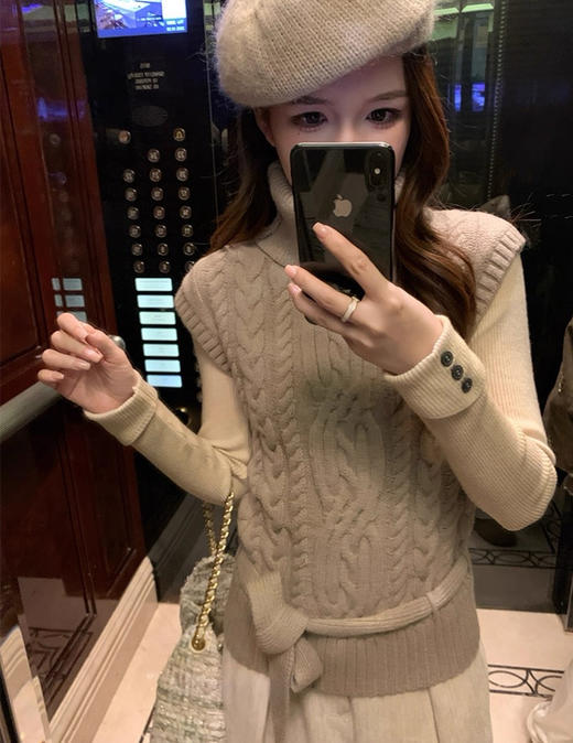 袖扣子厚一点正肩羊毛抗起球混纺针织基础打底衫 商品图6