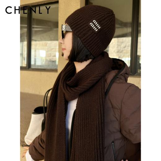 尘衣｜25F/W 羊绒羊毛刺绣字母冷帽/围巾套装 商品图0