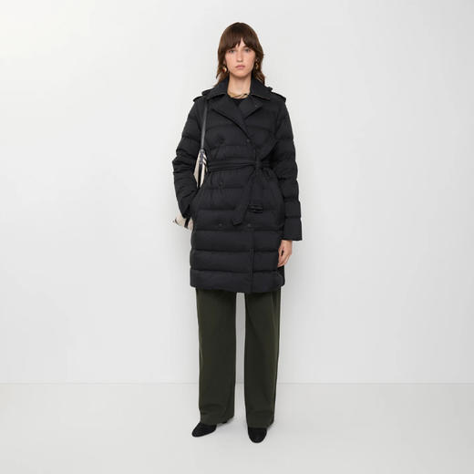 BURBERRY 巴宝莉 女士中长款尼龙连帽羽绒服 黑色 8110313 A1189 商品图3