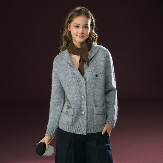 Ariseism 美式复古设计感开衫毛衣女秋冬新款修身上衣 商品图2