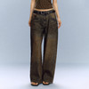 Ariseism 美式复古设计感做旧洗水牛仔裤女秋冬新款长裤子 商品缩略图1