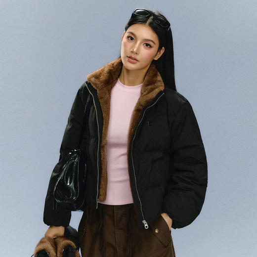 Ariseism 美式复古设计感可拆卸毛毛羽绒服女秋冬新款外套 商品图1