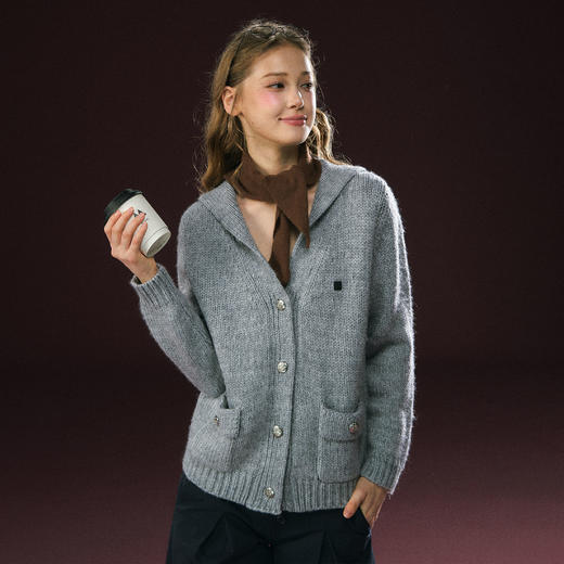 Ariseism 美式复古设计感开衫毛衣女秋冬新款修身上衣 商品图1