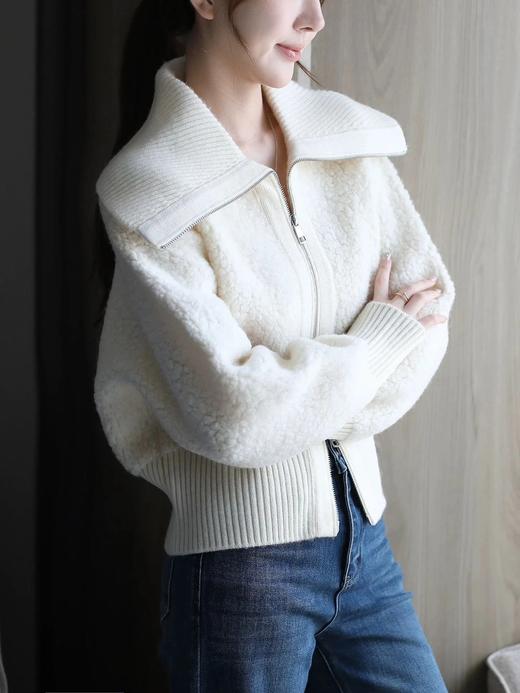 【米麻薯全羊毛加厚翻领开衫】可穿至140斤~独特圈圈纱工艺➕客供澳洲进口100%美丽诺羊毛，更轻盈更柔软~上身慵懒随性，百搭不挑人WD 商品图2