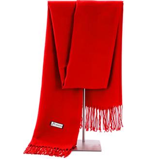 经典中国红 柔软亲肤厚实保暖大红围巾 商品图0