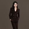 法小曼*子珍专款/高级感雪尼尔西装套装女冬职业装双排扣灯芯绒通勤休闲西服 商品缩略图3