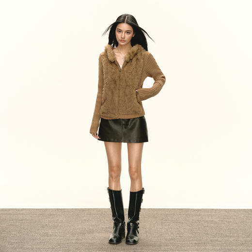 Ariseism 美式复古设计感环保皮草毛衣外套女秋冬新款修身上衣 商品图3