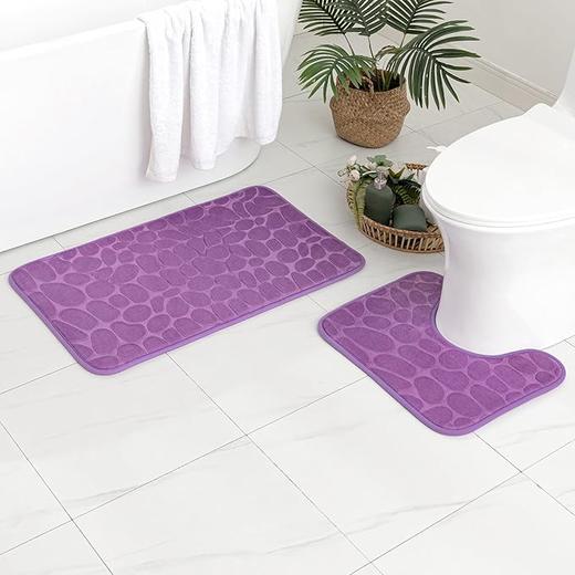 美国 Baahrnom珊瑚绒浴室垫套装 地毯三件套+浴帘 商品图4