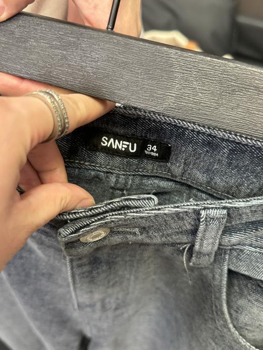 深蓝高腰阔腿牛仔裤显瘦百搭休闲长裤 商品图3