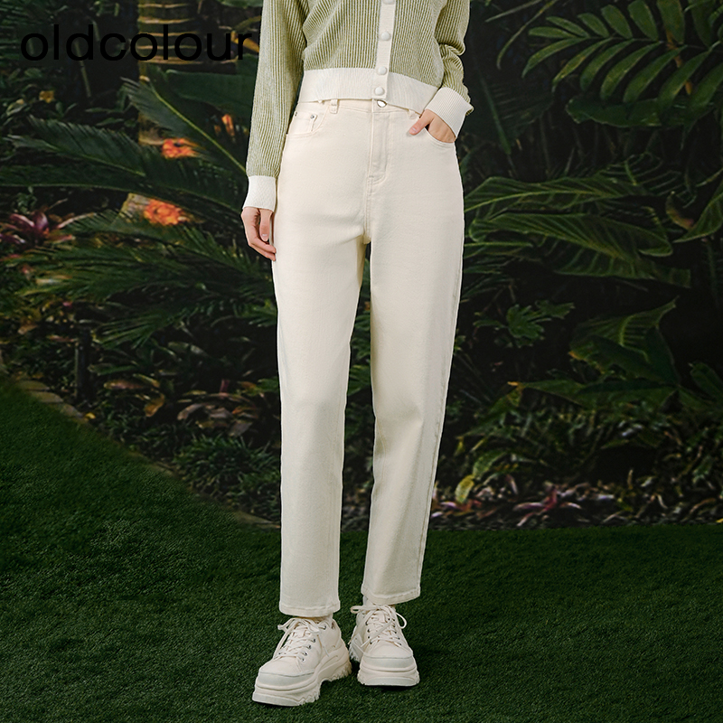 oldcolour欧珂春秋季简约休闲纯色水洗牛仔长裤女BR13112235