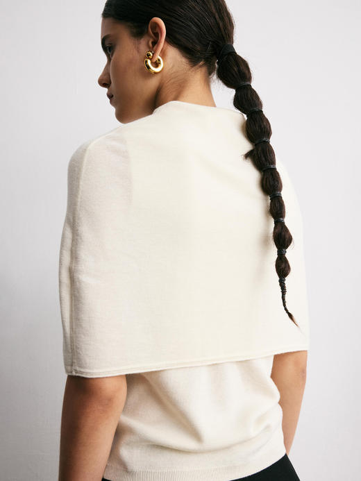 YANYI CHANG｜91910941 可脱卸袖子披肩式 套头毛衫 [ 雅白 ] 商品图5