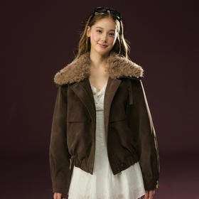 Ariseism 美式复古设计感可拆卸毛领夹棉棉服女秋冬新款外套