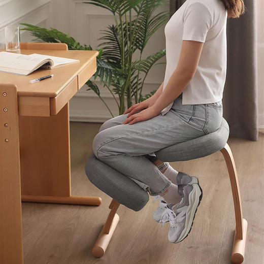 【立减100】正身功法椅 | 樱桃木色 64*42*54cm 帮助背部自然挺直 棉麻面料 办公居家喝茶打坐 附安装说明书「下单后72小时内发货」 商品图2