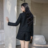 奢姿2025大码小香风套装女圆领亮丝短外套高腰短裤气质时尚两件套9954970509AB 商品缩略图3