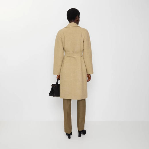 BURBERRY 巴宝莉 女士双面羊毛裹身大衣 卡其色 8110900 B9368 商品图6