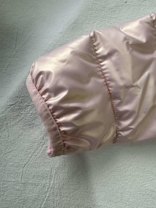 贝壳三 珠光粉色亮面儿童连帽棉服绗缝防风轻薄拉链棉衣C120527 商品图9