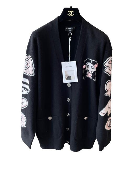 女款卡通提花针织开衫毛衣he025 商品图0