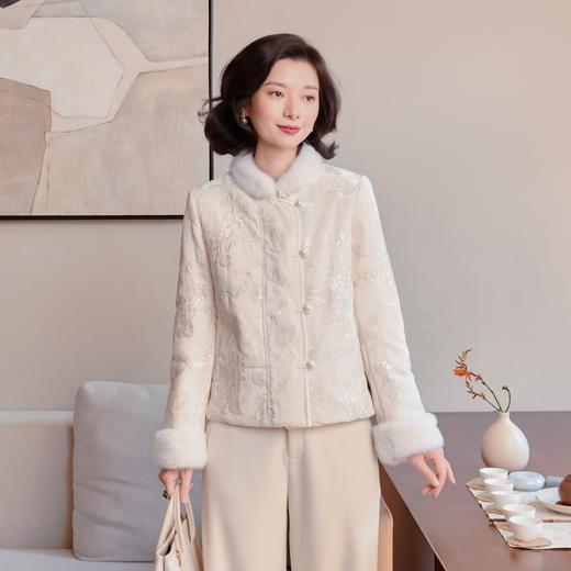 西子/重工拼接毛边锦绒亮片绣外套/WTHY041 商品图0
