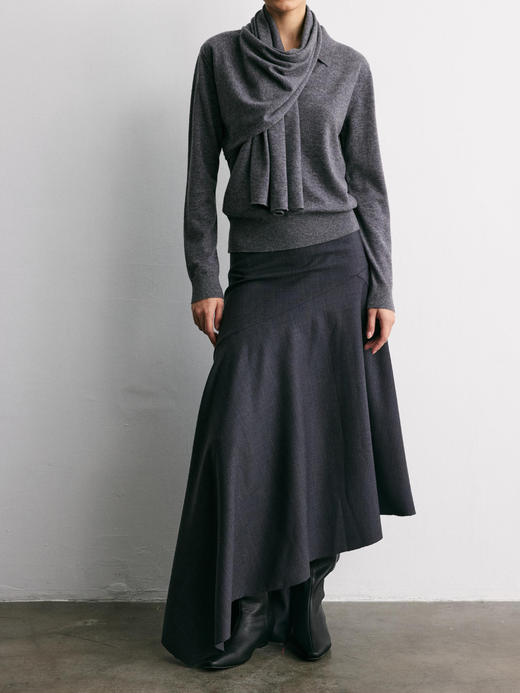 YANYI CHANG｜92880260  不对称斜裁A型半裙 [ 烟墨花灰 ] 商品图3